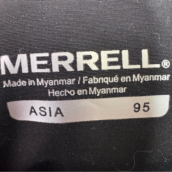 Merrell coat jacket parka puffer feather down black fur hood waist tie cinch - Picture 10 of 16